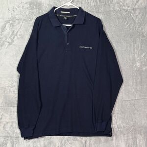 Porsche Branded Navy Long Sleeved Collared Polo Shirt Size Large